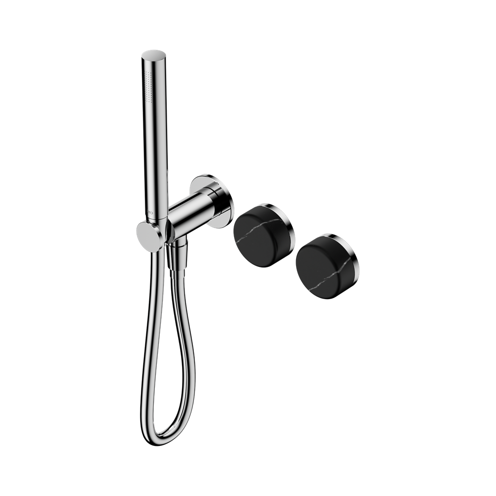 Serenity Progressive Shower System With Marquina Black Handle And Slim Shower, Finish: Chrome