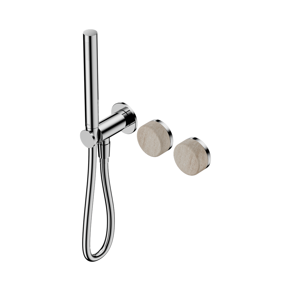 Serenity Progressive Shower System With Rome Travertine Handle And Slim Shower, Finish: Chrome