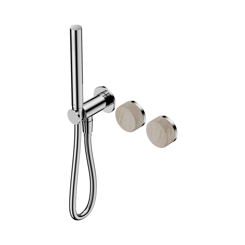 Serenity Progressive Shower System With Rome Travertine Handle And Slim Shower