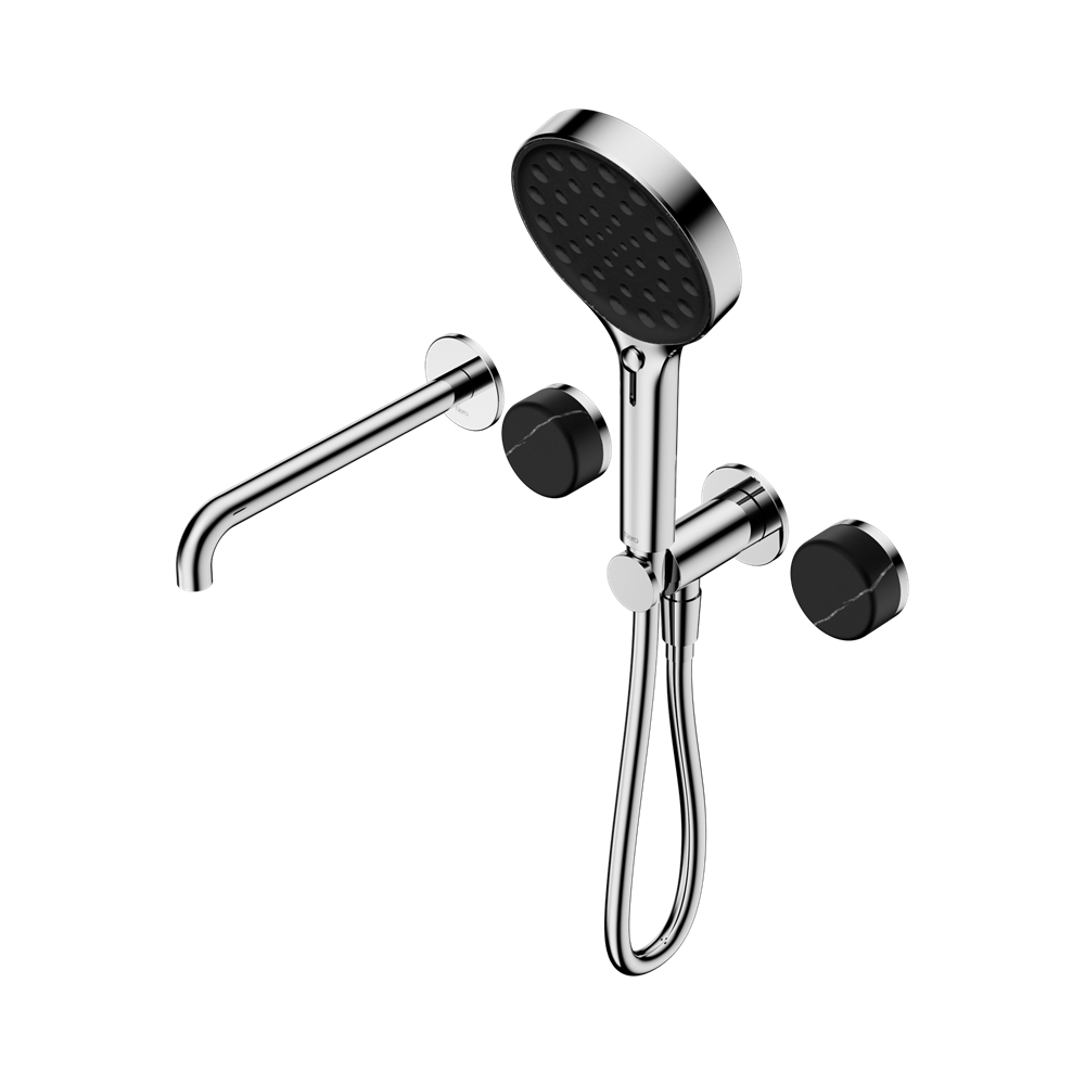 Serenity Progressive Shower System With Spout With Marquina Black Handle And Serenity Hand Shower, Finish: Chrome