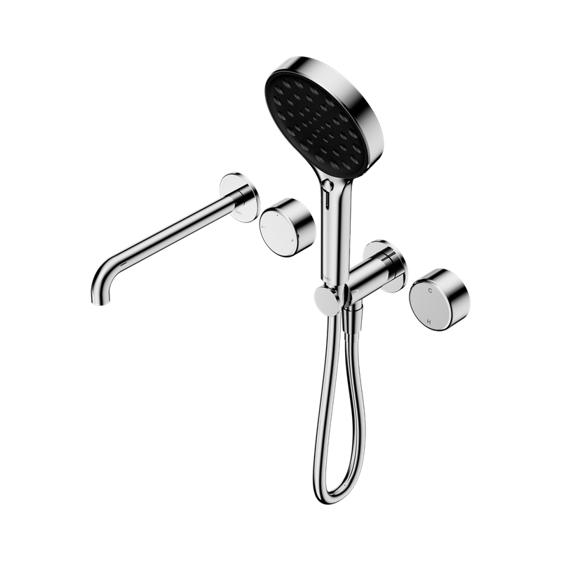 Serenity Progressive Shower System With Spout With Metal Handle And Serenity Hand Shower