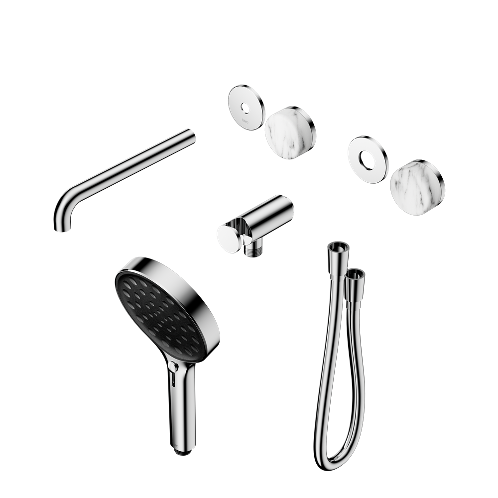 Serenity Progressive Shower System With Spout With Arabescato Corchia Handle And Serenity Hand Shower Trim Kit Only, Finish: Chrome