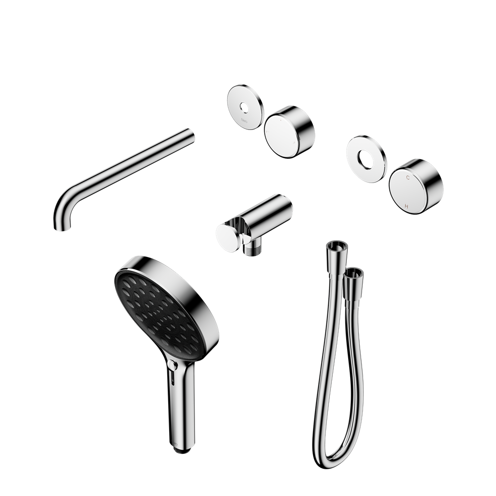 Serenity Progressive Shower System With Spout With Metal Handle And Serenity Hand Shower Trim Kit Only, Finish: Chrome