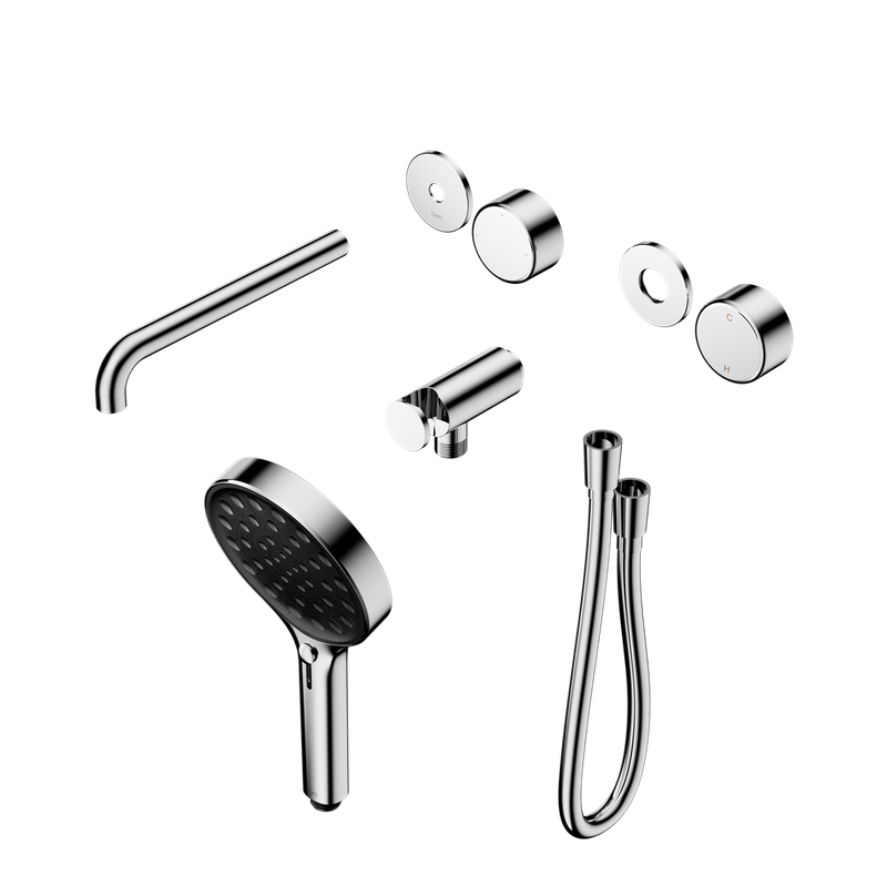 Serenity Progressive Shower System With Spout With Metal Handle And Serenity Hand Shower Trim Kit Only