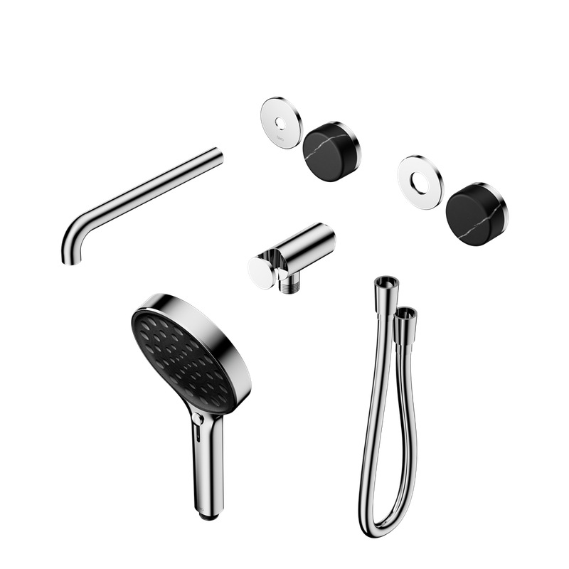 Serenity Progressive Shower System With Spout With Marquina Black Handle And Serenity Hand Shower Trim Kit Only