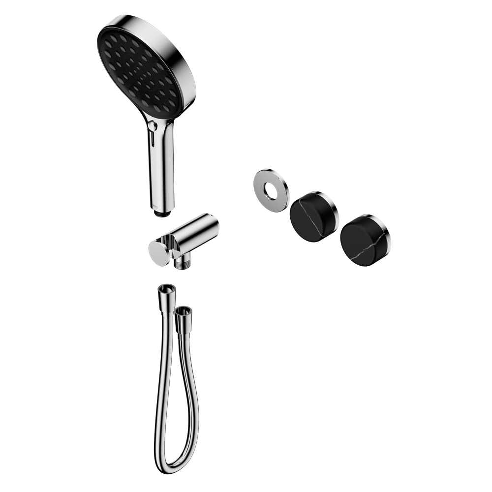 Serenity Progressive Shower System With Marquina Black Handle And Serenity Hand Shower Trim Kit Only, Finish: Chrome