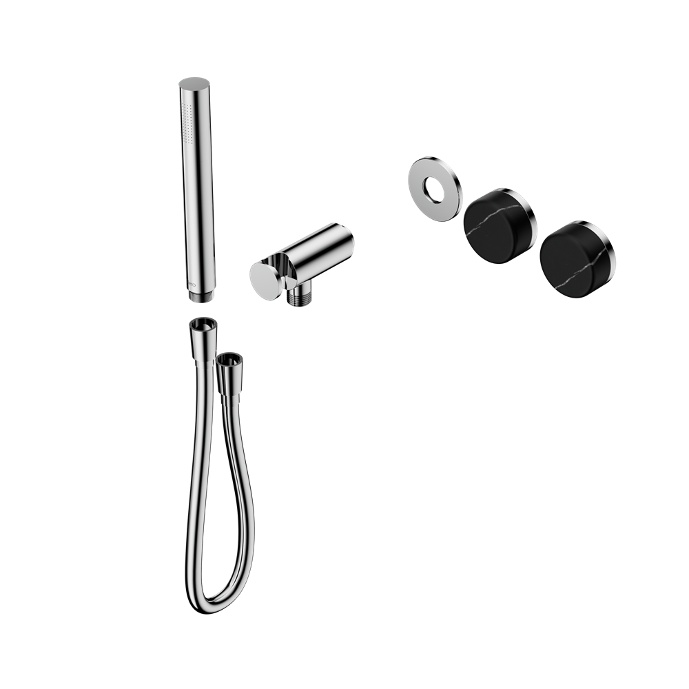 Serenity Progressive Shower System With Marquina Black Handle And Slim Shower Trim Kit Only, Finish: Chrome