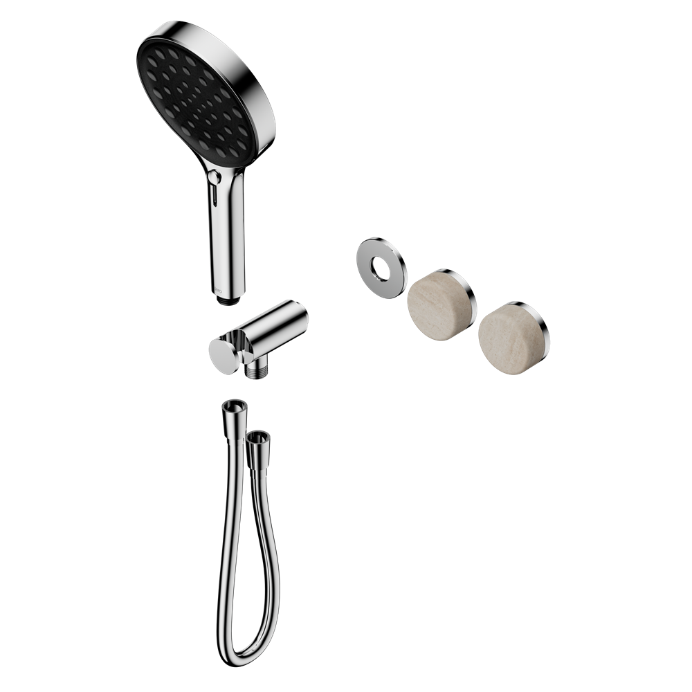 Serenity Progressive Shower System With Rome Travertine Handle And Serenity Hand Shower Trim Kit Only, Finish: Chrome