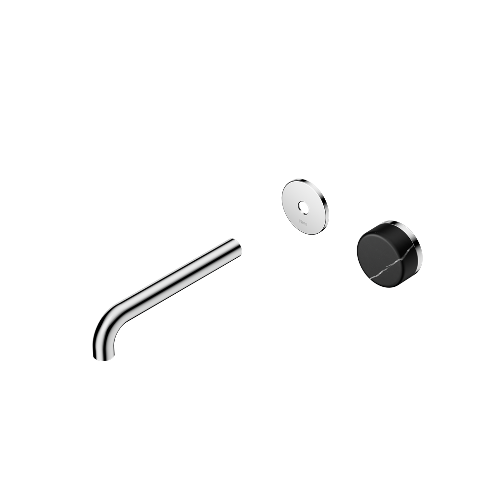 Serenity Progressive Wall Basin Mixer Spout With Marquina Black Handle Trim Kit Only, Finish: Chrome, Size: 160mm Spout