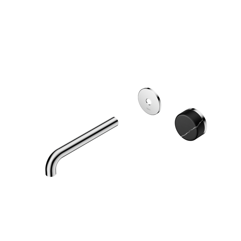 Serenity Progressive Wall Basin Mixer Spout With Marquina Black Handle Trim Kit Only