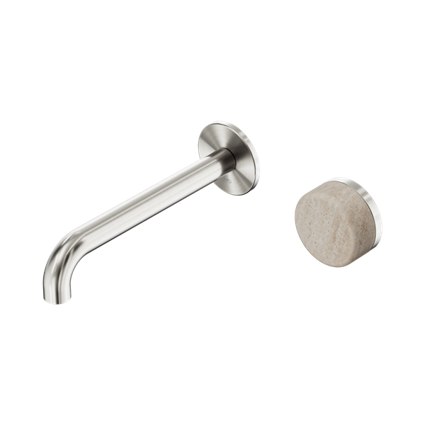 Serenity Progressive Wall Basin Mixer Spout With Rome Travertine Handle