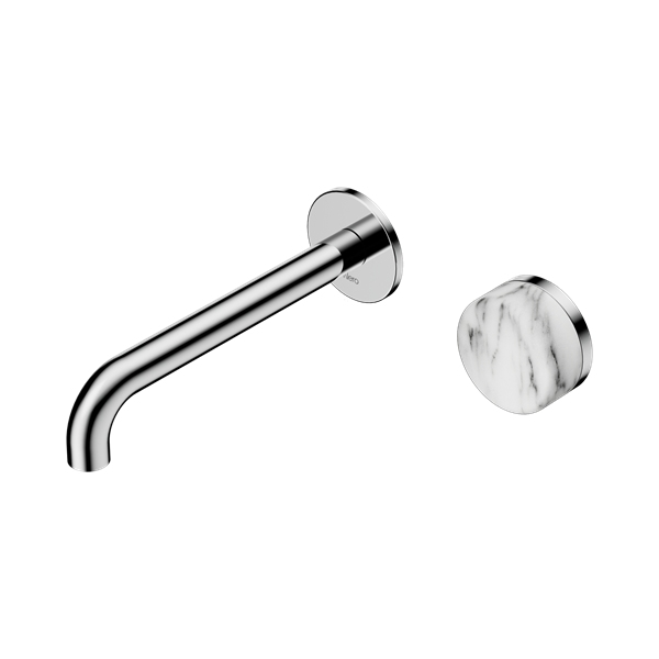 Serenity Progressive Wall Basin Mixer Spout With Arabescato Corchia Handle, Finish: Chrome, Size: 160mm Spout