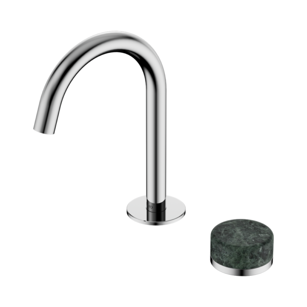 Serenity Progressive Basin Mixer Arc Spout With Verde Alpi Handle, Finish: Chrome