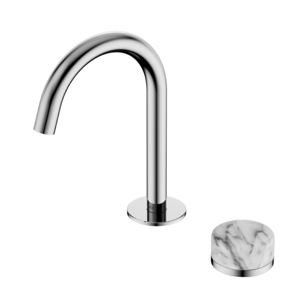 Serenity Progressive Basin Mixer Arc Spout With Arabescato Corchia Handle, Finish: Chrome