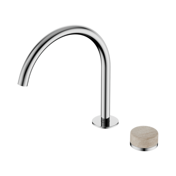 Serenity Progressive Bath/Kitchen Mixer Arc Spout With Rome Travertine Handle, Finish: Chrome