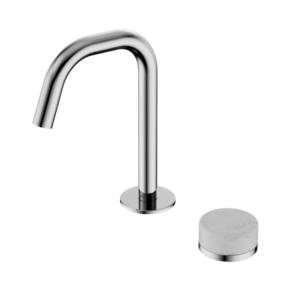 Serenity Progressive Basin Mixer Edge Spout With Carrara Handle, Finish: Chrome