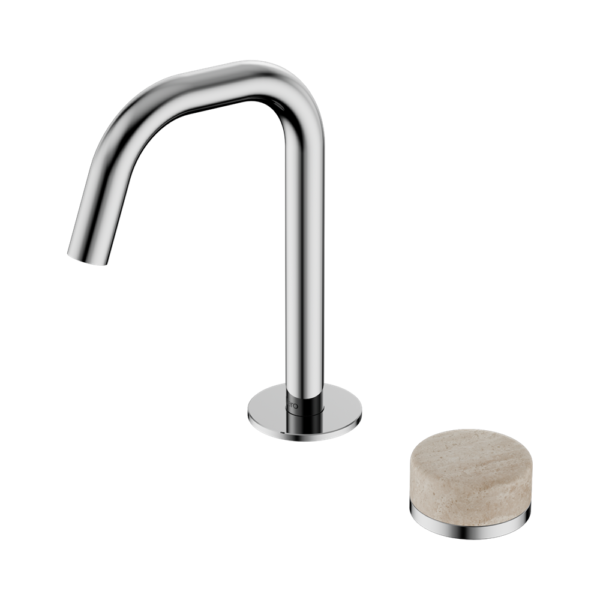 Serenity Progressive Basin Mixer Edge Spout With Rome Travertine Handle, Finish: Chrome