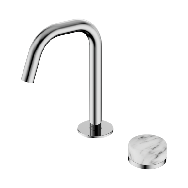 Serenity Progressive Basin Mixer Edge Spout With Arabescato Corchia Handle