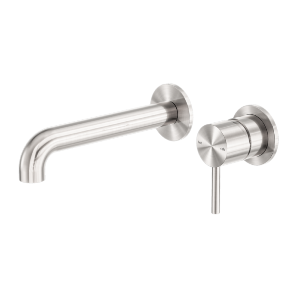 Zen Wall Basin/Bath Mixer Separate Back Plate, Finish: Brushed Nickel, Size: 185mm