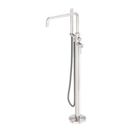 Zen Freestanding Bath Mixer With Outdoor Shower Hose, Finish: Brushed Nickel