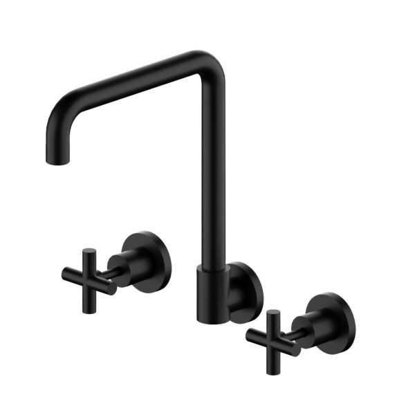 X Plus Wall Kitchen Set Swivel Spout, Finish: Matte Black