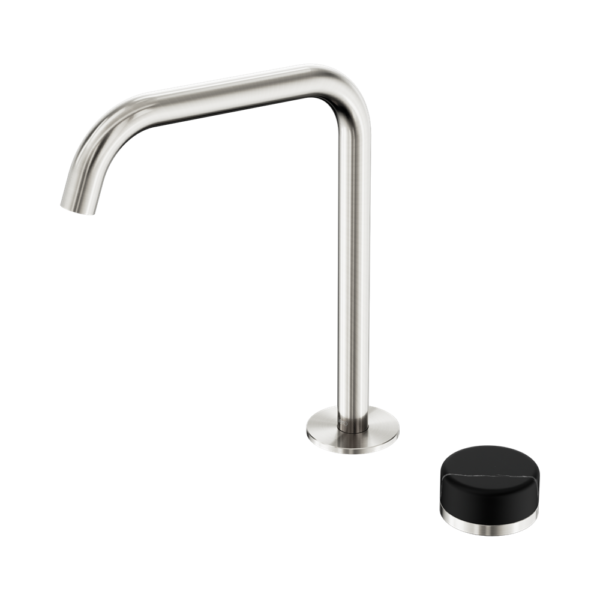 Serenity Progressive Bath/Kitchen Mixer Edge Spout With Marquina Black Handle, Finish: Chrome