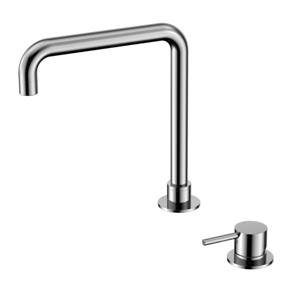 Mecca Hob Basin Mixer Square Swivel Spout, Finish: Chrome