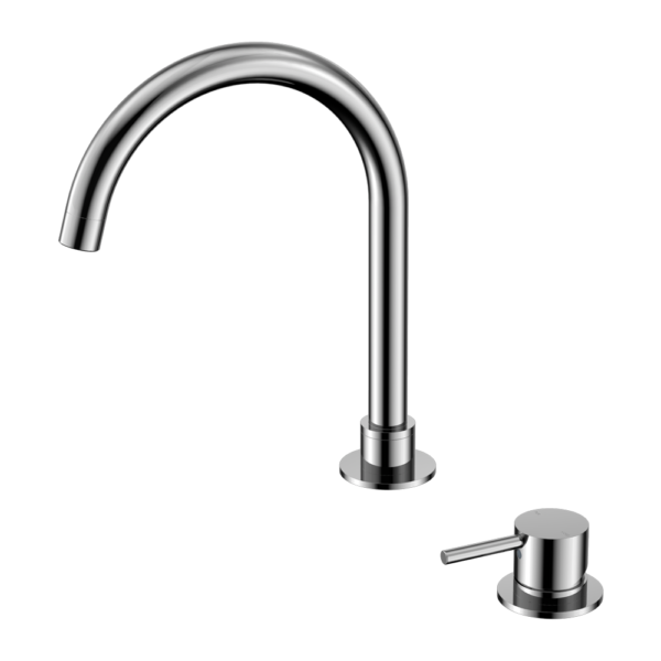 Mecca Hob Basin Mixer Round Swivel Spout, Finish: Chrome