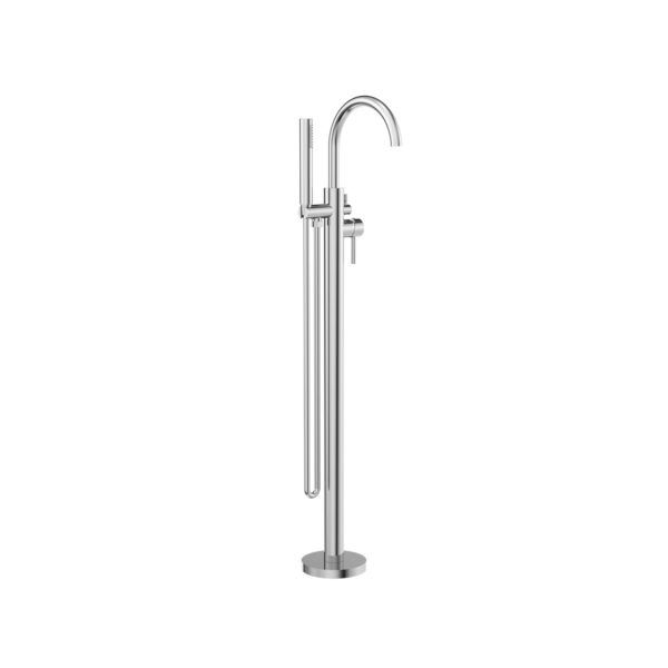 Mecca Round Freestanding Mixer With Hand Shower, Finish: Chrome