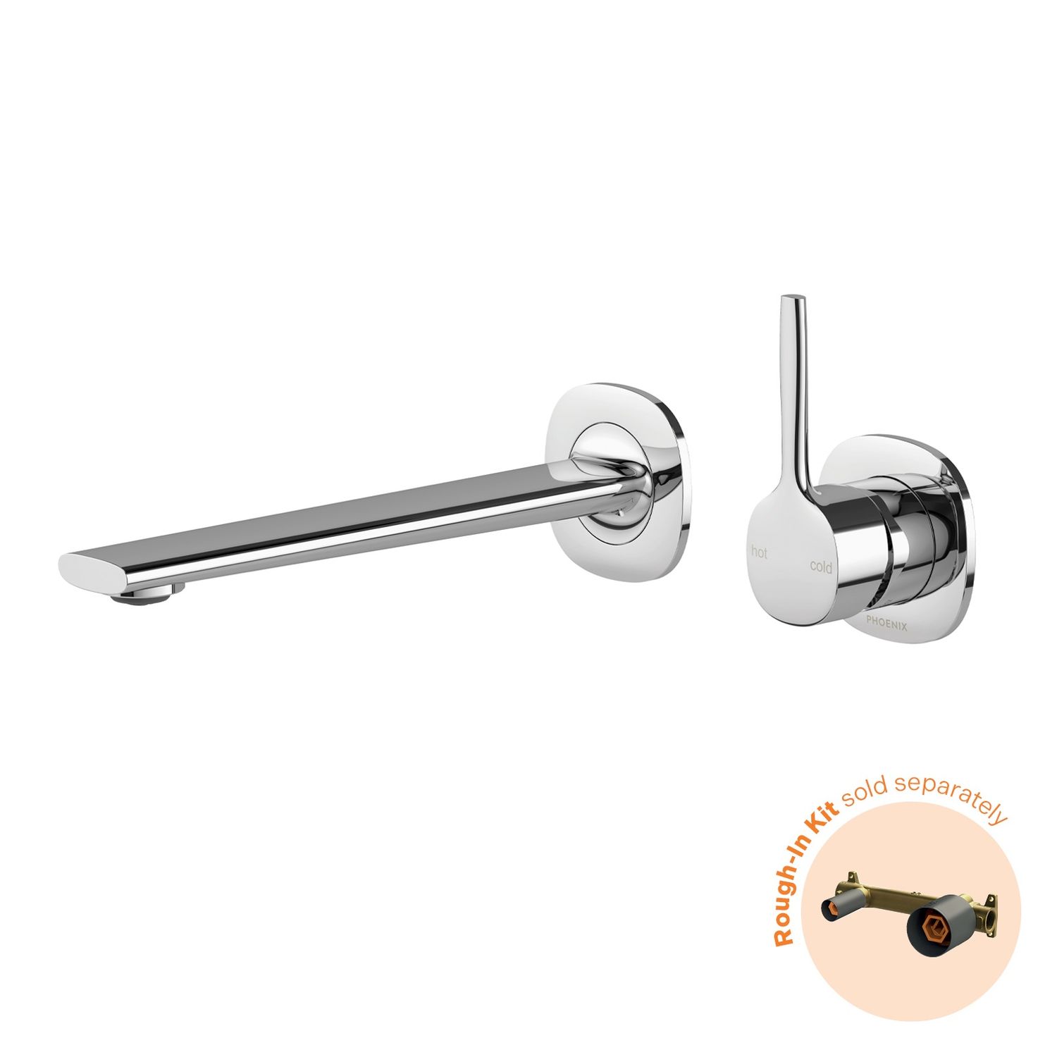 Vask SwitchMix Wall Basin / Bath Mixer Set 200mm Pin Up Fit-Off Kit, Finish: Chrome