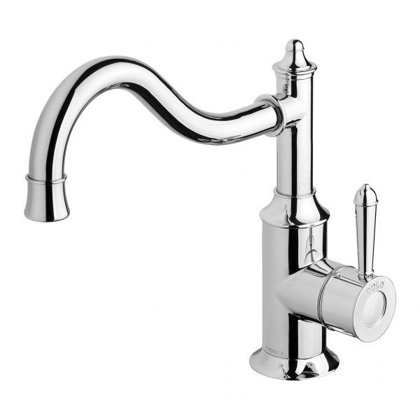 Nostalgia Sink Mixer 220mm Shepherds Crook, Finish: Chrome