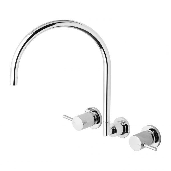 Vivid Pin Lever Wall Sink Set 200mm Gooseneck - Chrome