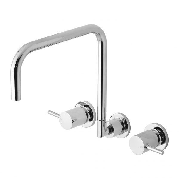 Vivid Pin Lever Wall Sink Set 240mm Squareline - Chrome