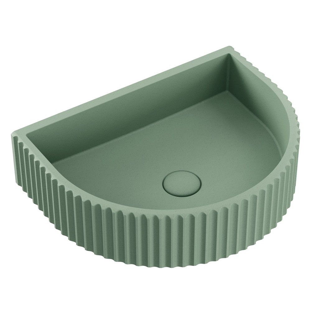 Valentina Fluted Arch Concrete Wall Basin, Colour: Sage