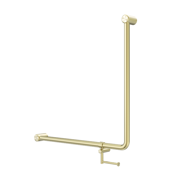 Mecca Care 32Mm 90 Degree Bent Tube Grab Rail 750X750Mm With Toilet Roll Holder
