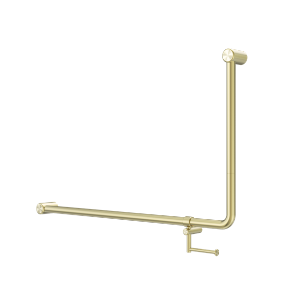 Mecca Care 32Mm Dda 90 Degree Bent Tube Grab Rail 600X1000Mm With Toilet Roll Holder