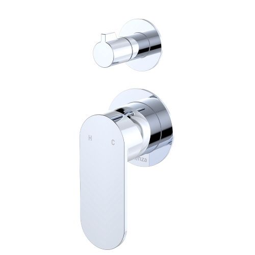 EMPIRE SLIM Wall Diverter Mixer Small Round Plates Vertical, Finish: Chrome, Option: Round