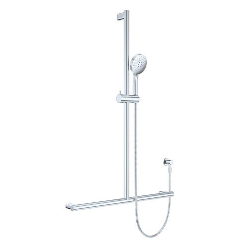 Care Inverted T Bar Rail Shower Set, Finish: Chrome