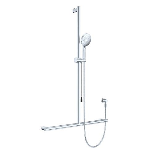 Care Inverted TBar Rail Shower Set with Push/Pull Slider, Finish: Chrome