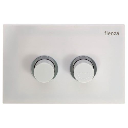 RT Raised Button PWD Flush Plate Matte Black ABS, Finish: Gloss White