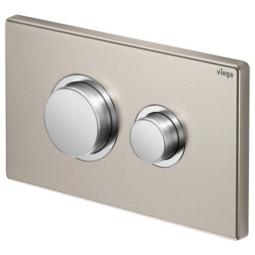 Raised Round Button Flush Plate, Finish: Stainless Steel