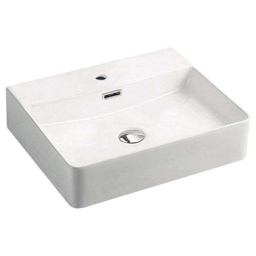 Petra Above Counter Basin, Finish: Gloss White, Option: 1 Tap Hole