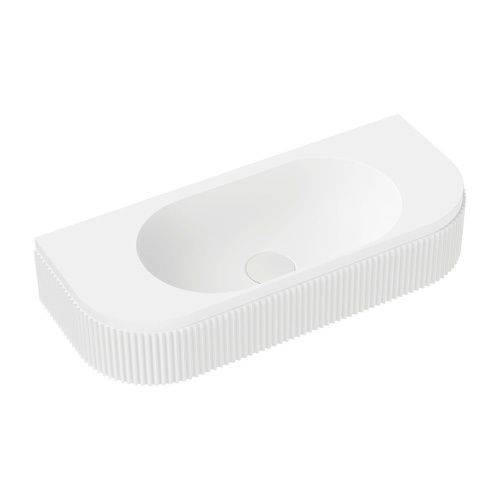 MINKA Fluted Wall Hung Solid Surface Basin, Option: No Tap Hole