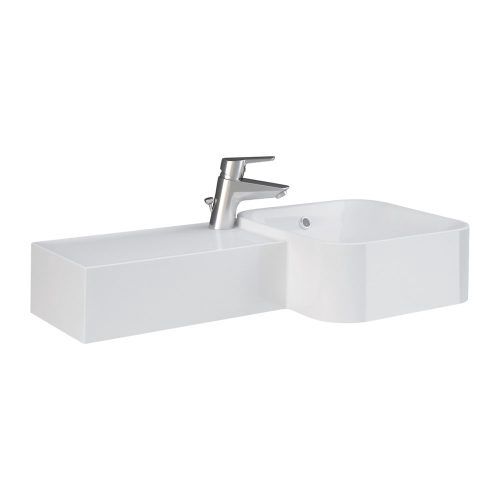 RAK Petit Square Wall Basin, Option: 1 Tap Hole, Side: Left Ledge