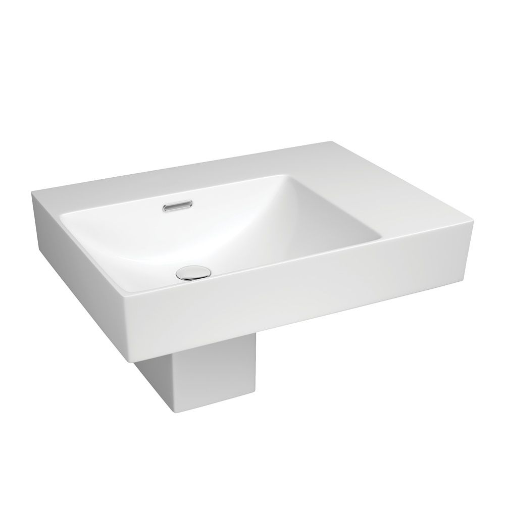 Tono Care Wall Hung Basin, Option: Integeral Shroud, Side: Left-Hand, Type: No Tap Holes