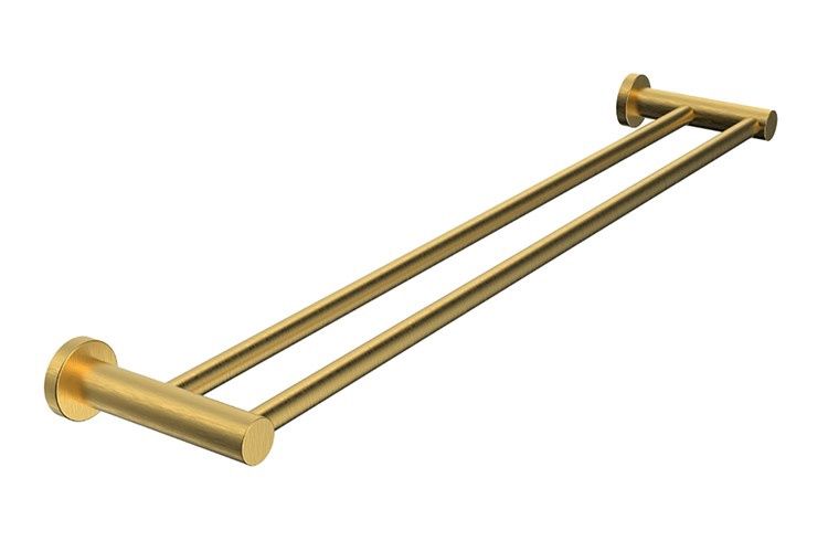 Soul Double Towel Rail, Colour: Brushed Brass, Size: 600mm