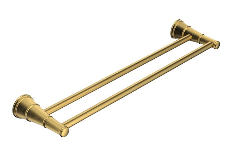 Eternal Double Towel Rail, Colour: Brushed Brass, Size: 600mm