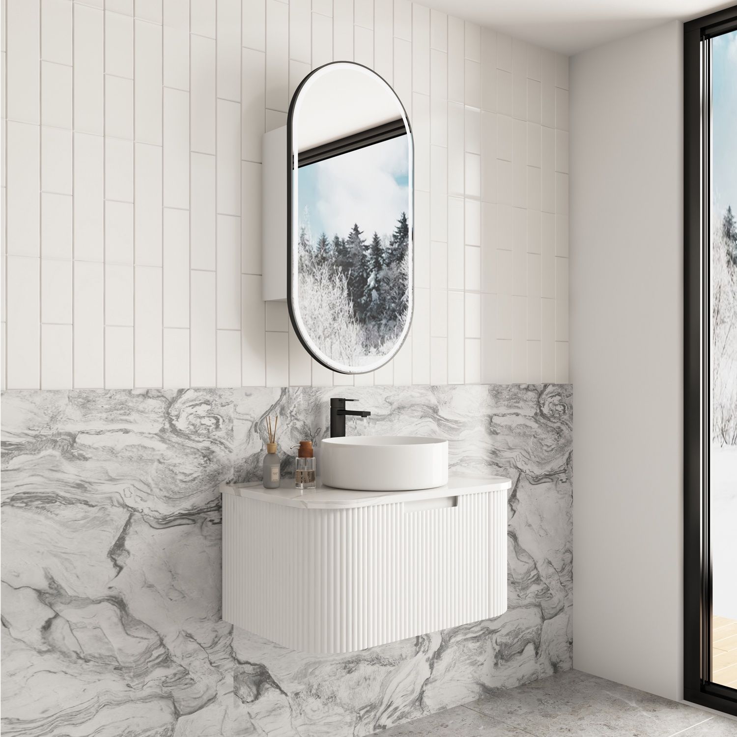 Savio Wall Hung Vanity Unit, Size: 750mm, Top: Cato Flat Stone Top