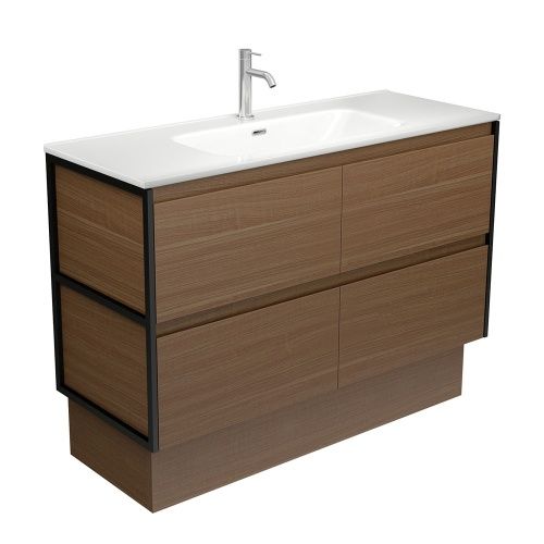 AMATO Walnut With Mixed Side Panels And Frames - Vanity On Kickboard