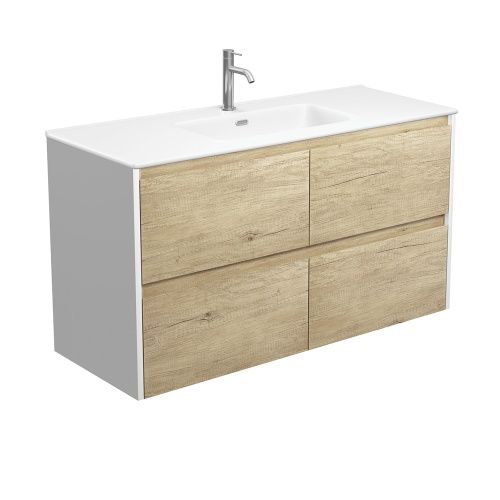AMATO Scandi Oak With Mixed Side Panels - Wall Hung Vanity